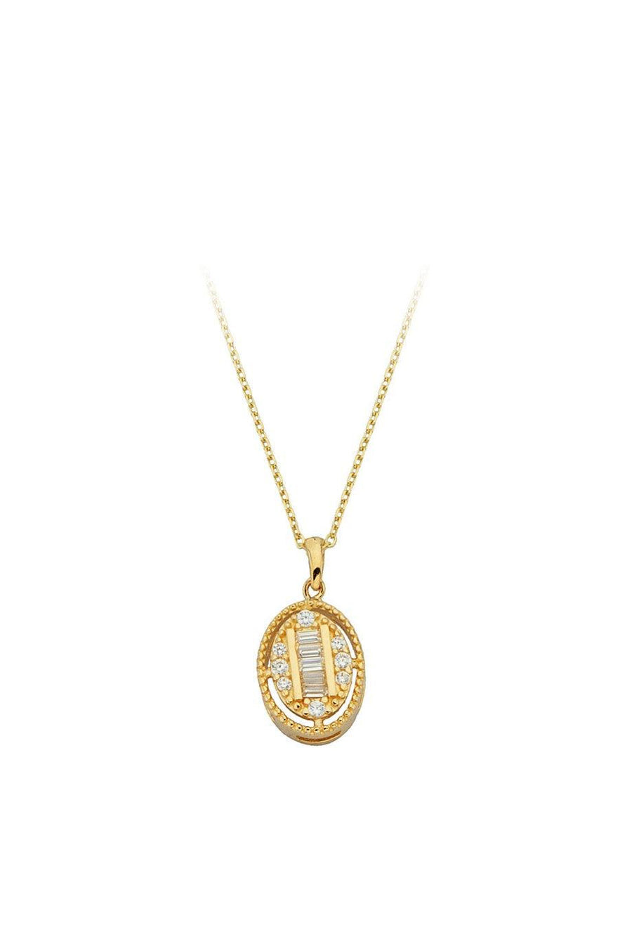 Golden Baguette Stone Design Necklace