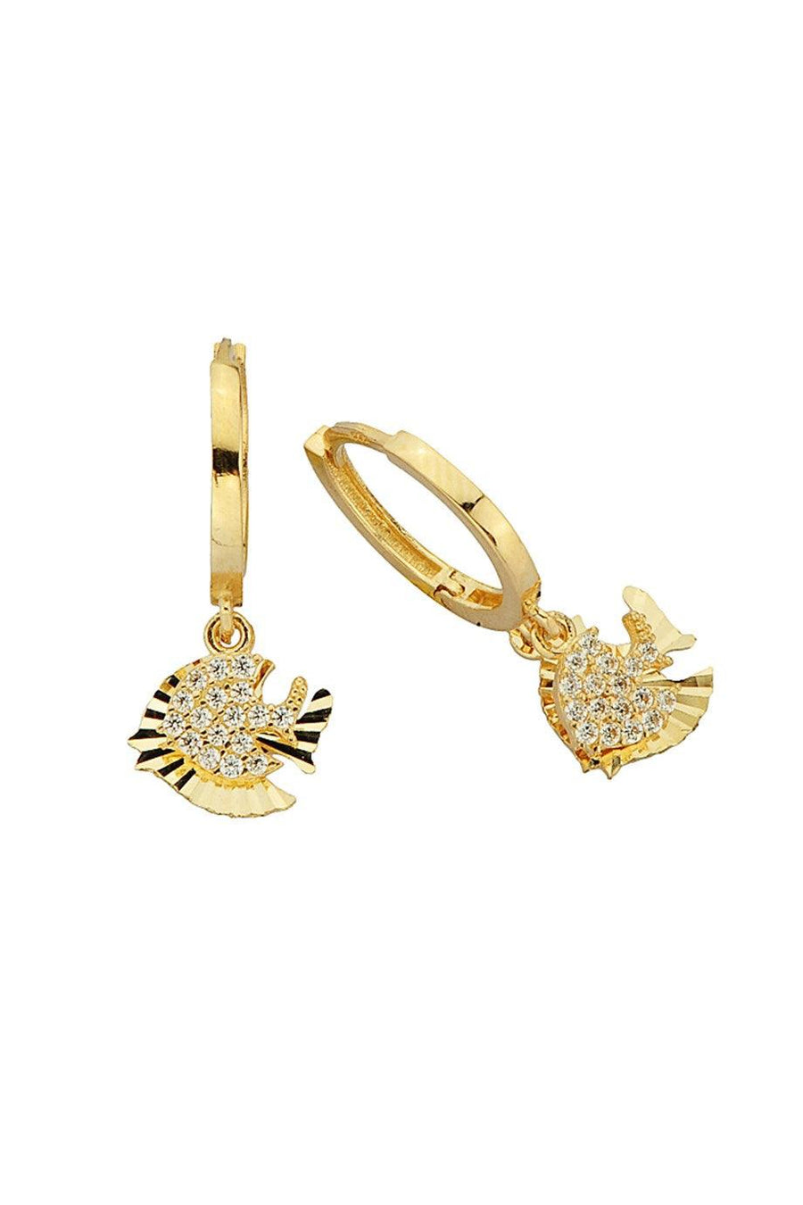 Gold Fish Ring Earrings