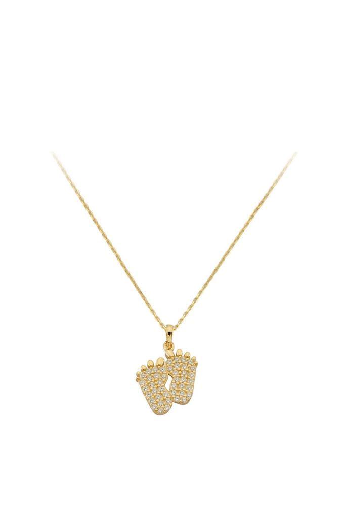 Gold Baby Footprint Necklace