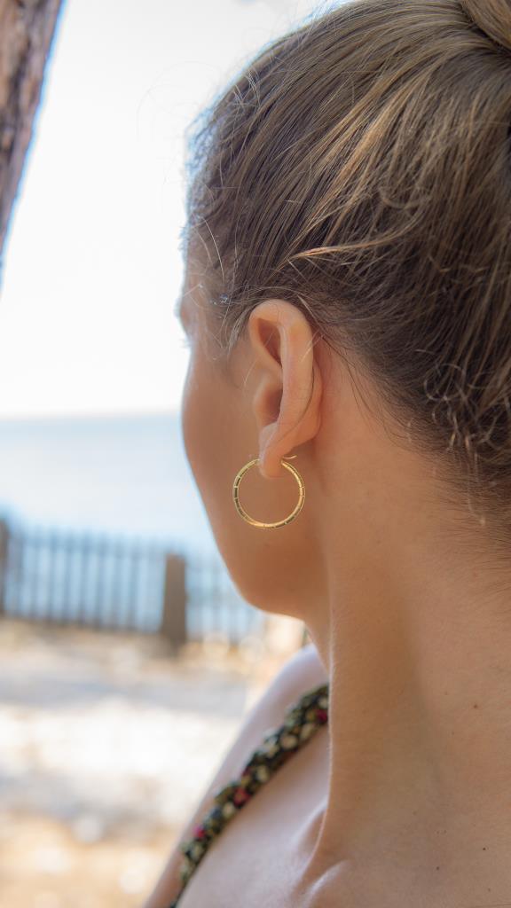 Gold Striped Hoop Earrings