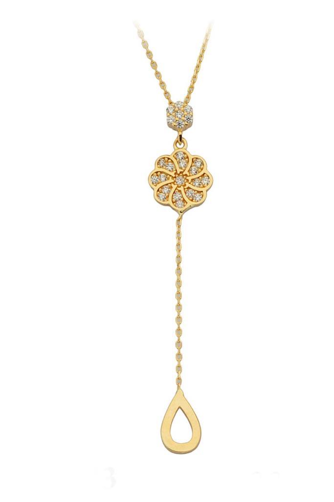 Gold Drop Flower Necklace