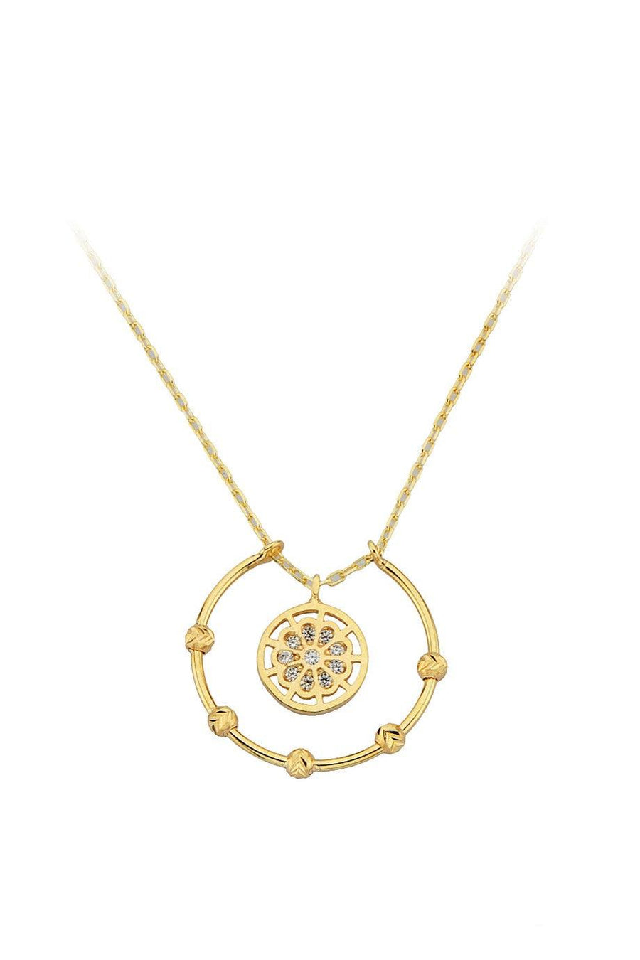 Gold Dorika Public Ring Flower Necklace