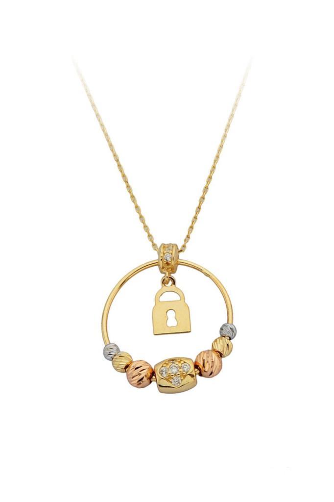 Gold Dorika Public Ring Lock Necklace