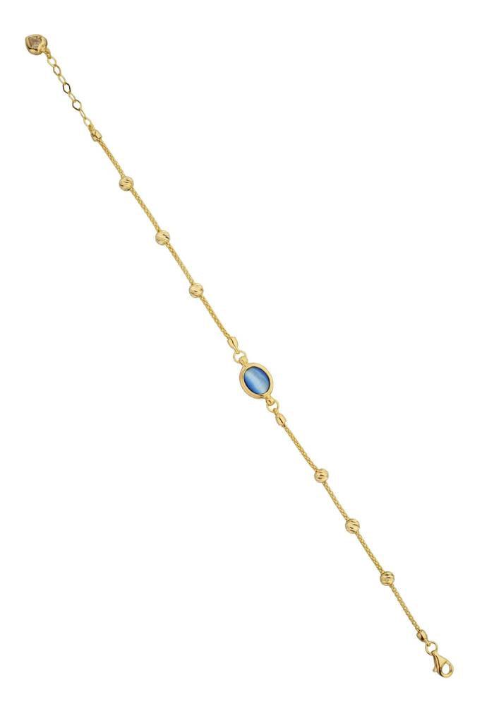 Gold Dorika Bulk Blue Stone Bracelet