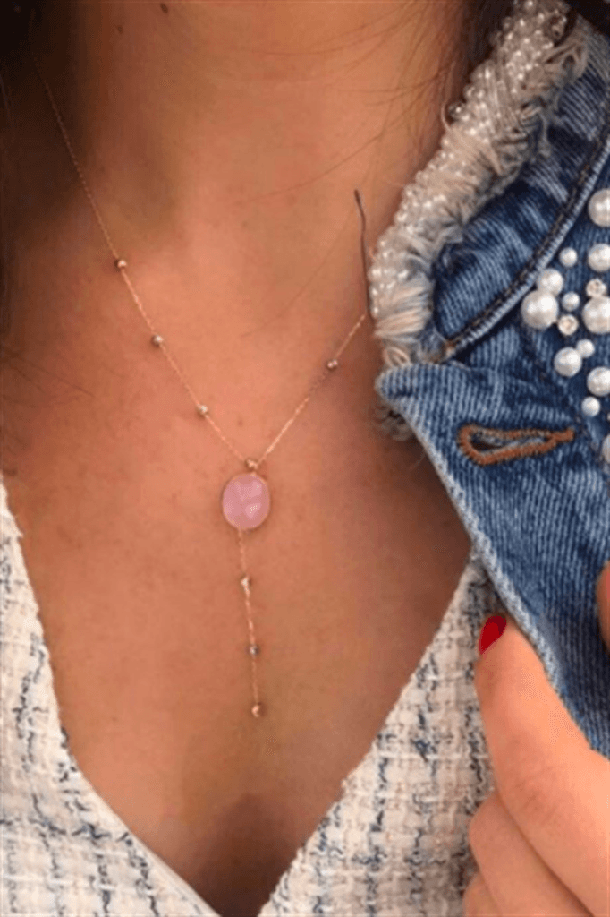 Gold Dorika Collective Pink Stone Necklace