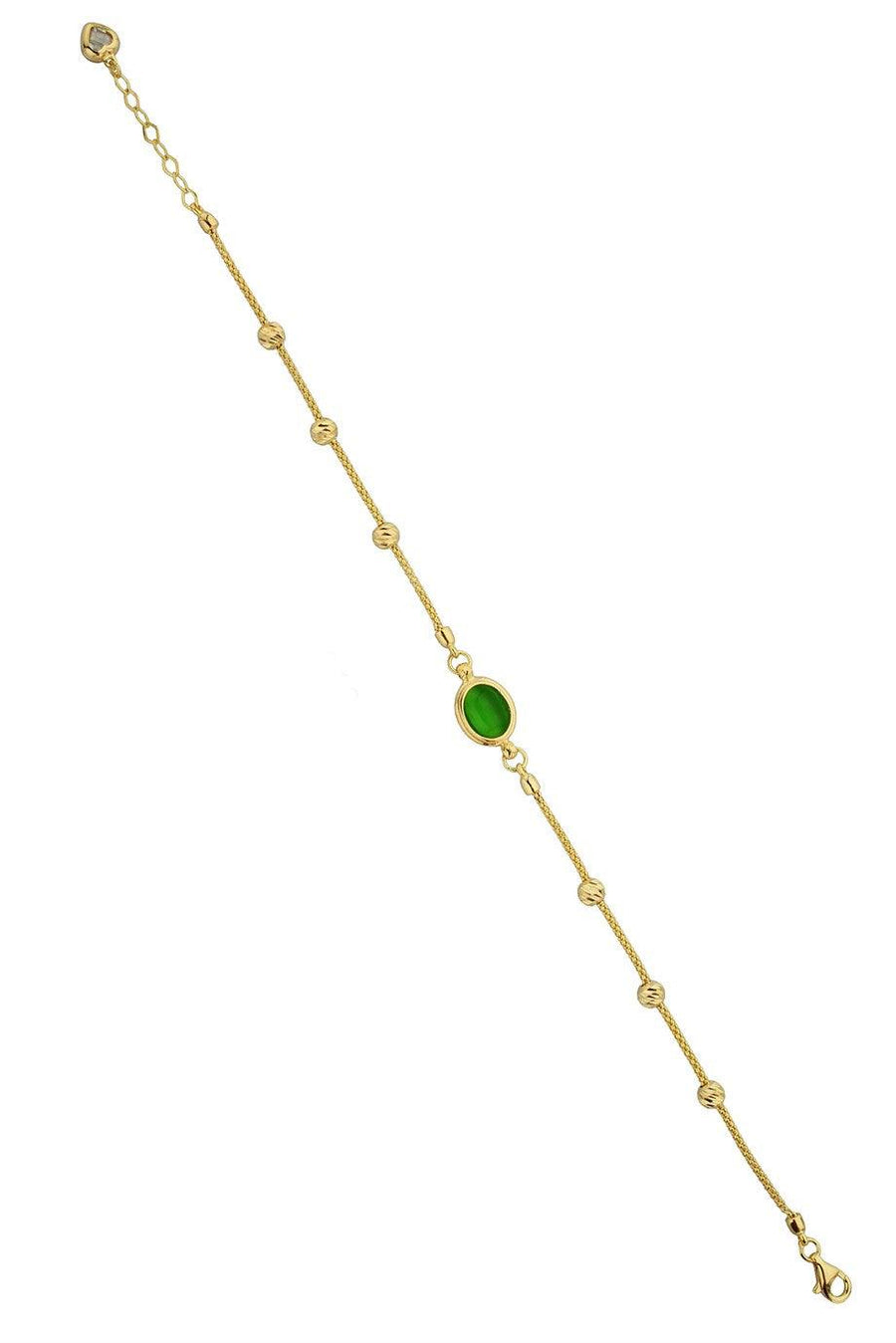 Gold Dorika Public Green Stone Bracelet