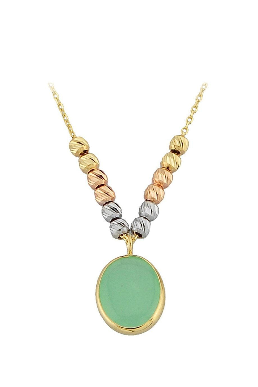 Gold Dorika Public Green Stone Necklace