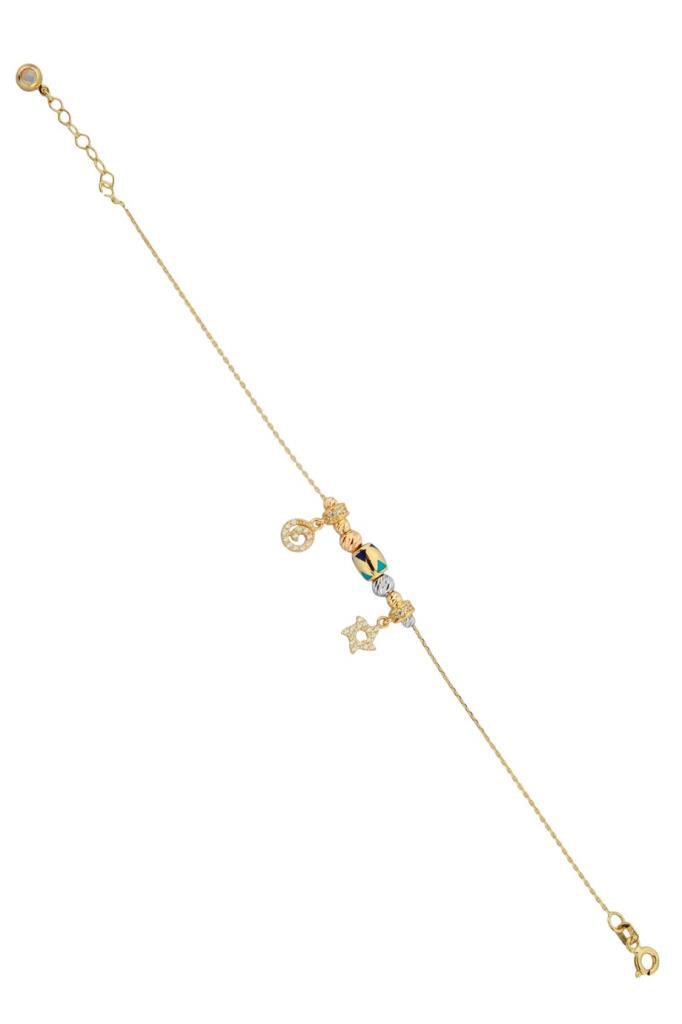 Golden Dorika Bulk Star And Spiral Figure Bracelet