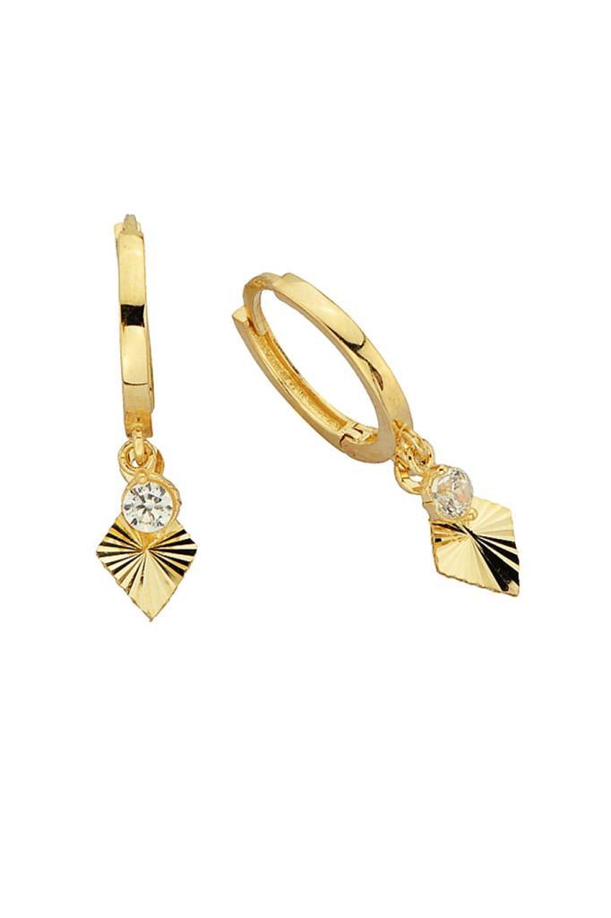 Golden Diamond Figured Ring Earrings