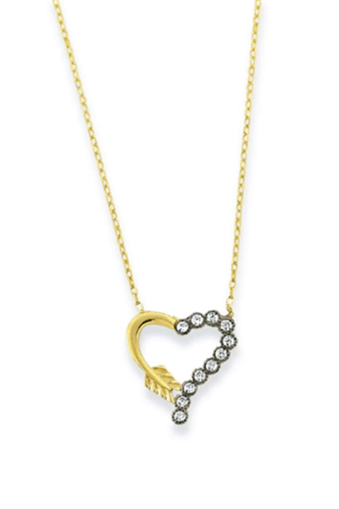 Gold Diamond Looking Heart Necklace