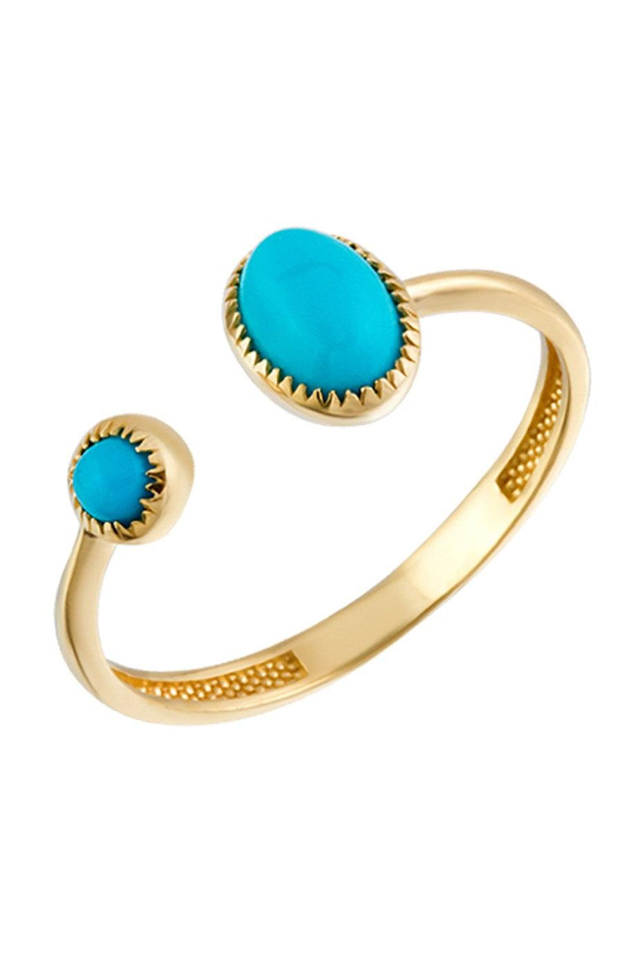Gold Turquoise Stone Adjustable Ring