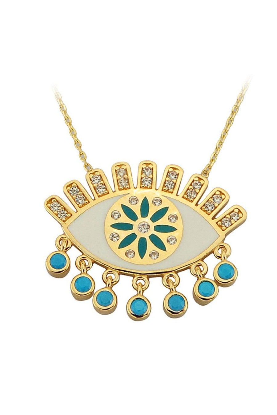 Golden Firuze Stone Eye Necklace