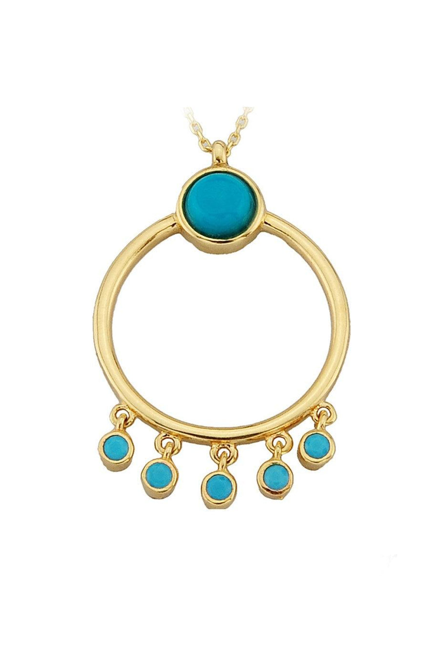 Golden Firuze Stone Ring Necklace