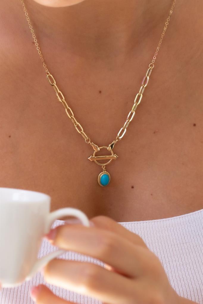 Golden Firuze Stone Necklace
