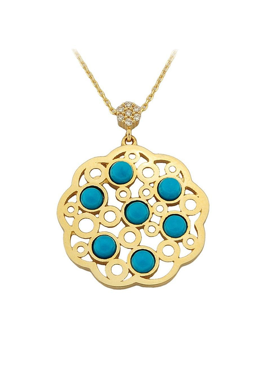 Golden Firuze Stone Necklace