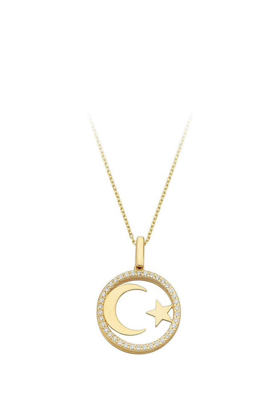Golden Ring Moon Star Necklace
