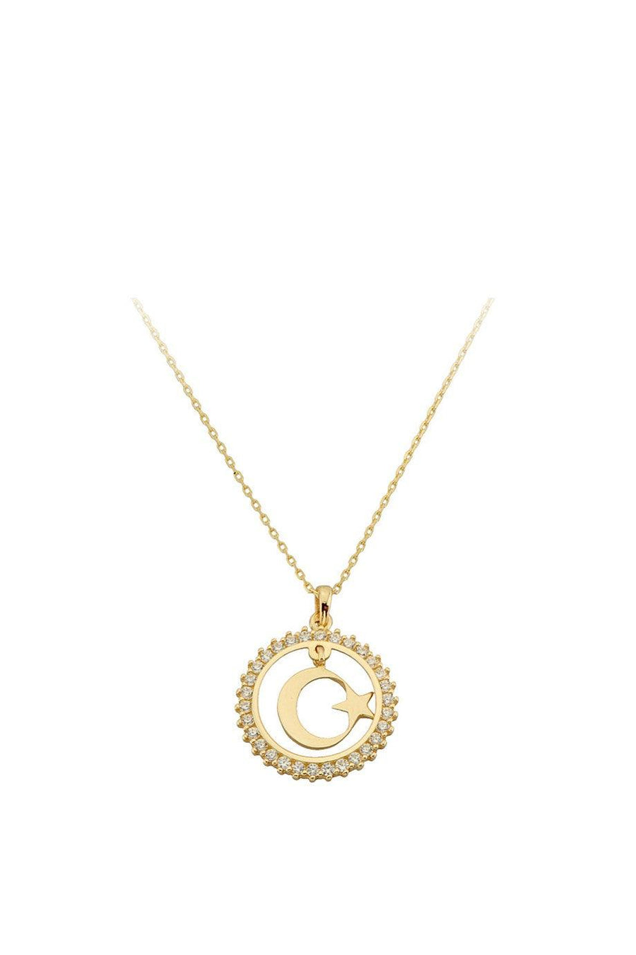 Golden Ring Moon Star Necklace