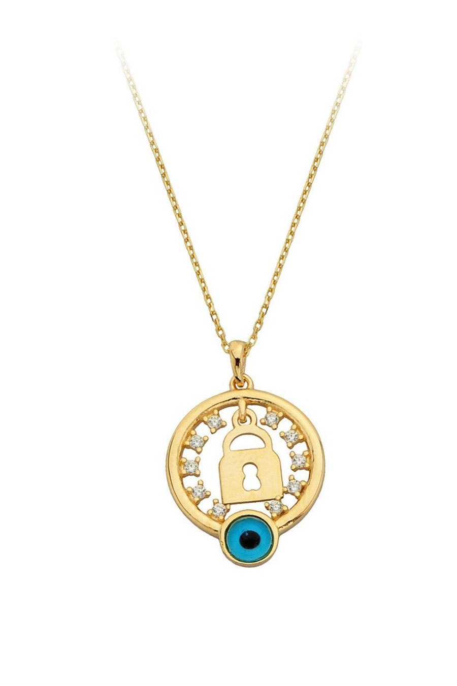 Gold Ring Eye Key Necklace