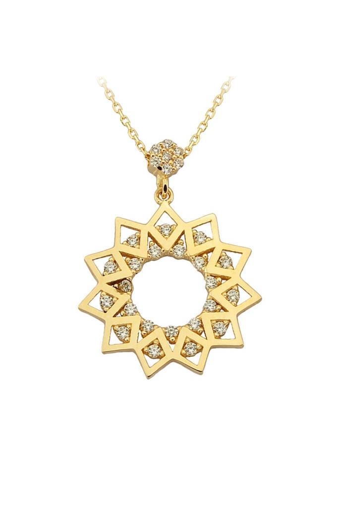 Gold Ring Stone Design Necklace