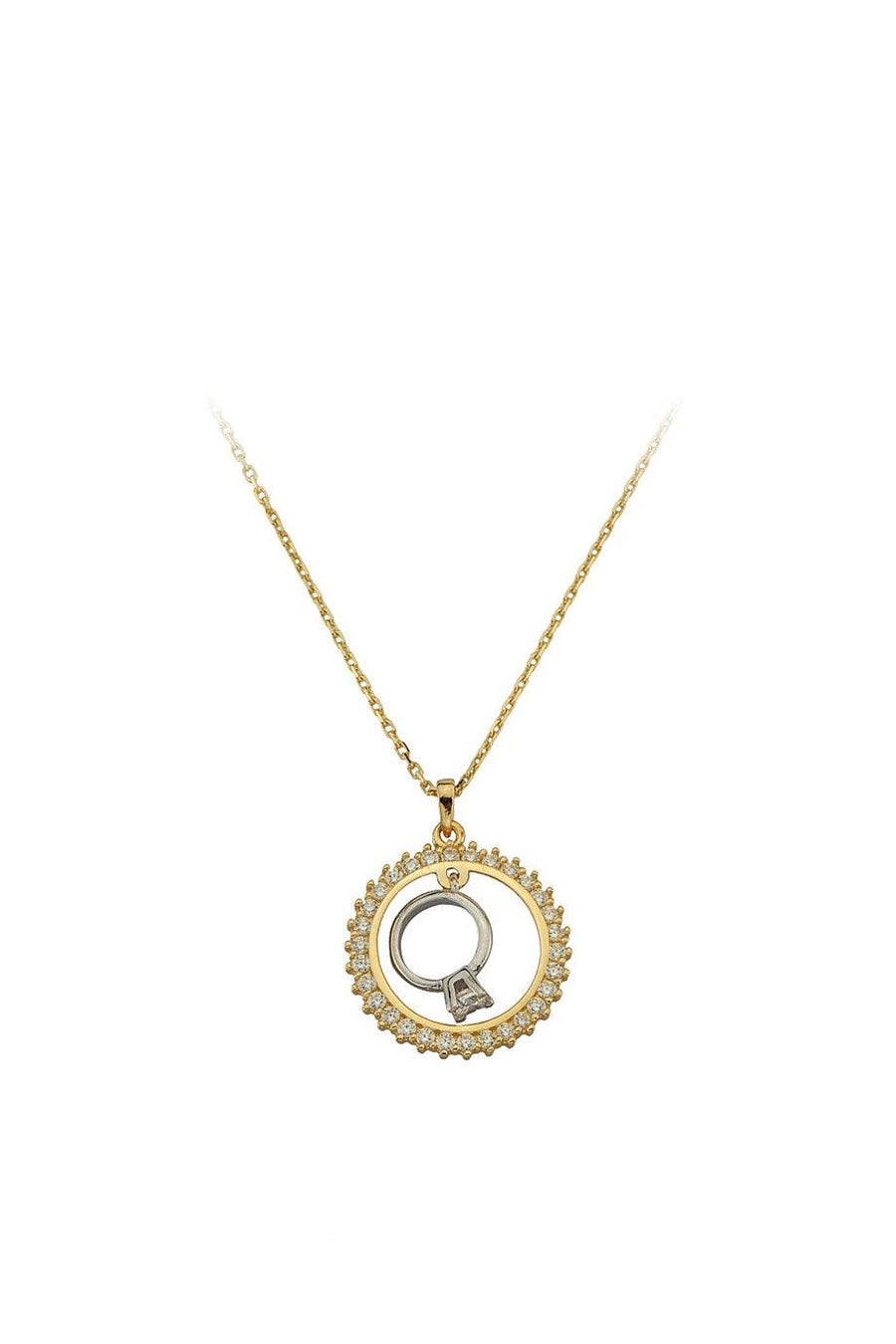Golden Ring Solitae Necklace
