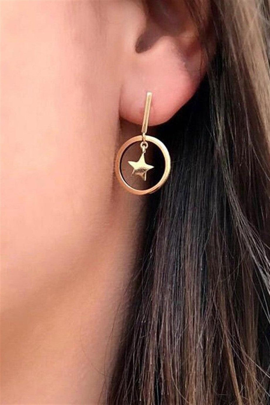 Golden Ring Star Earrings