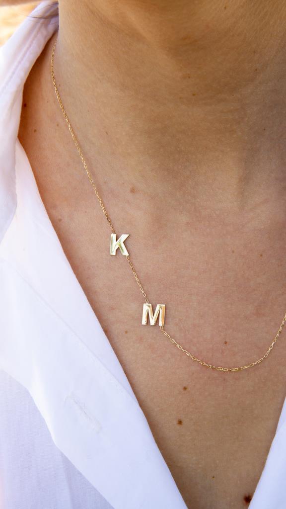 Gold Vertical Letter Necklace