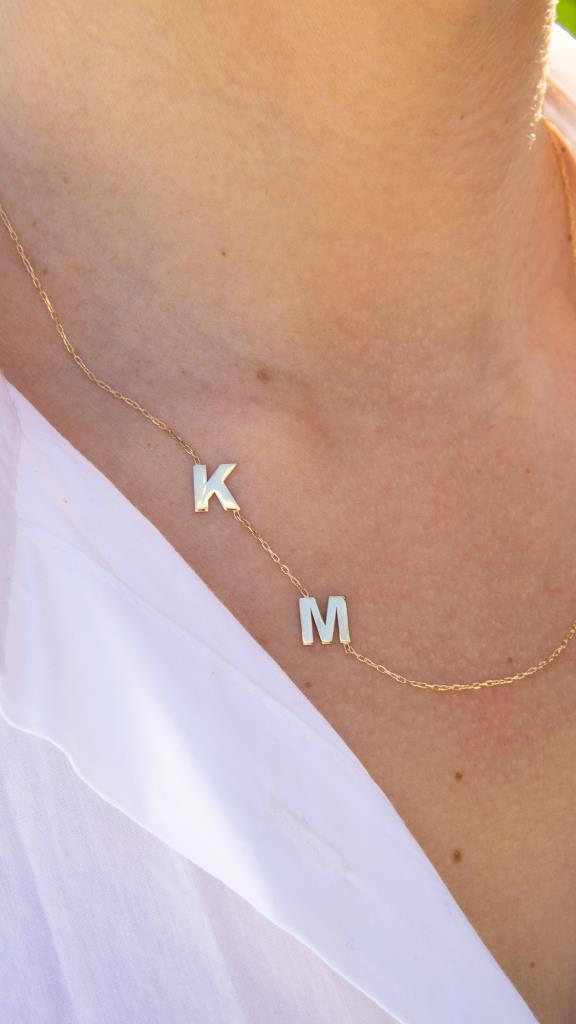 Gold Vertical Letter Necklace