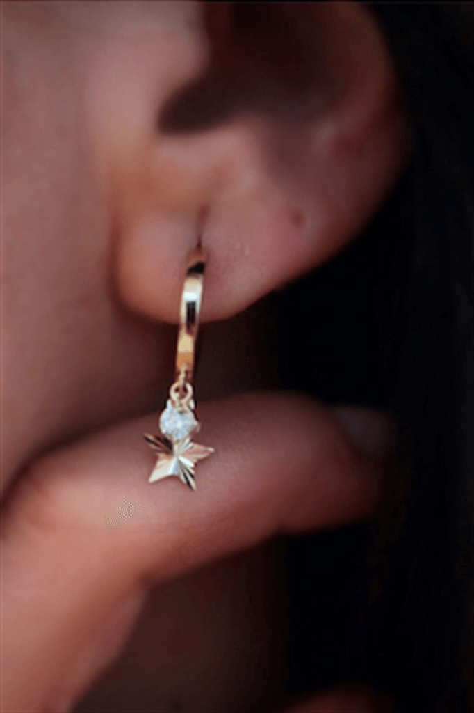 Golden Pencil Star Earrings