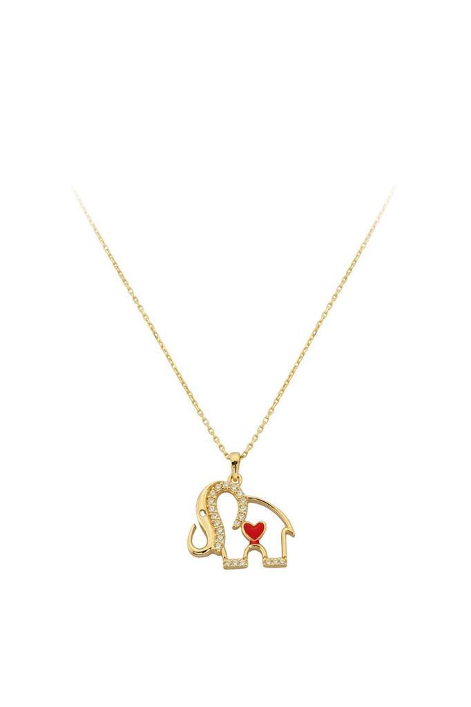 Golden Heart Detail Elephant Necklace