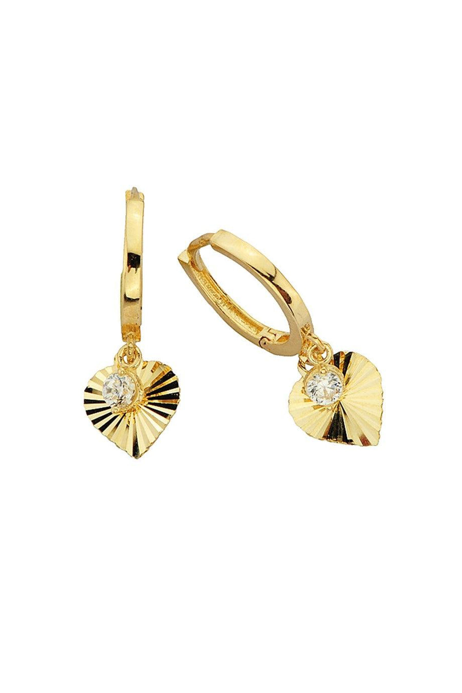 Golden Heart Figure Ring Earrings