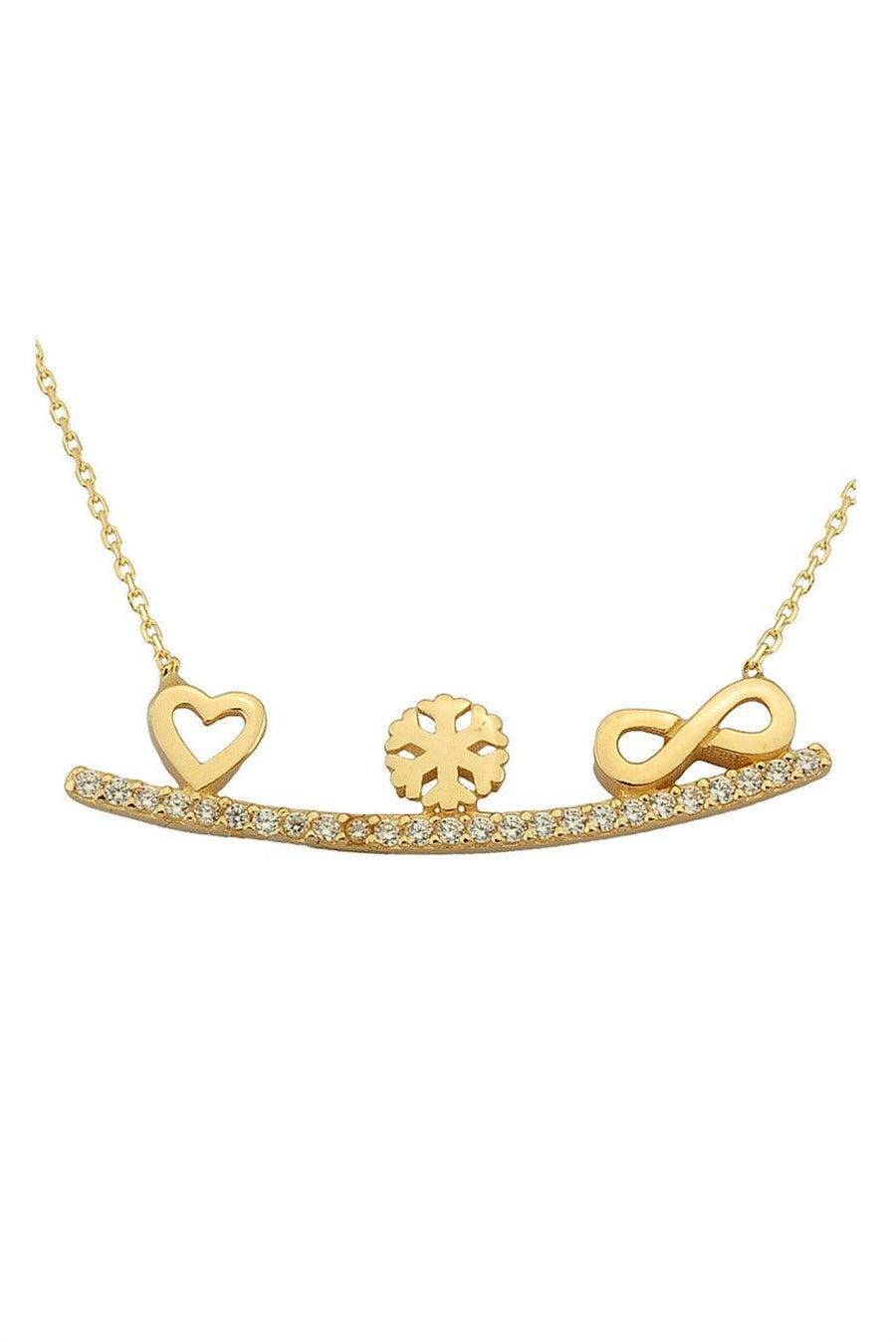 Golden Heart Snowflake Eternity Necklace