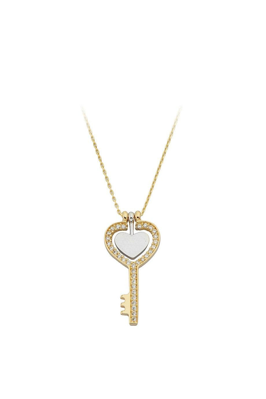 Gold -Hearted Key Necklace