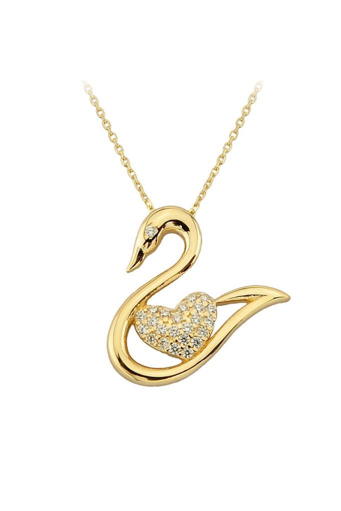Gold -Hearted Swan Necklace