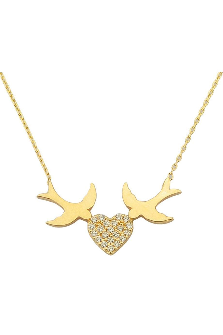Gold -Hearted Bird Necklace