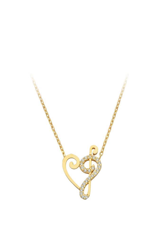 Gold -Hearted Note Necklace