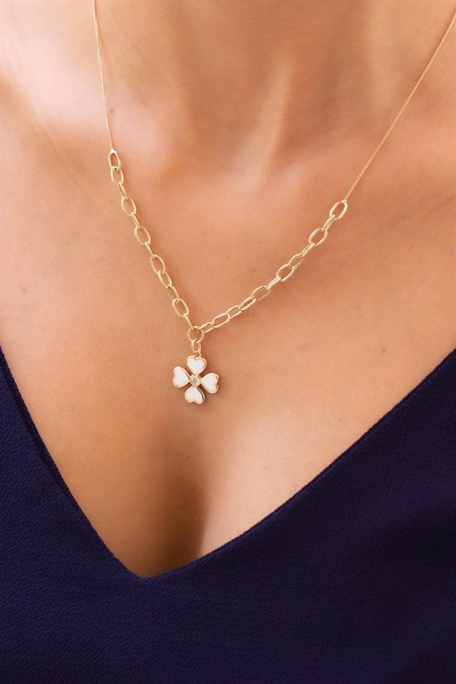 Golden -Hearted Clover Necklace