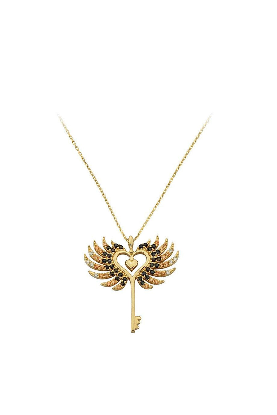 Gold Winged Key Necklace