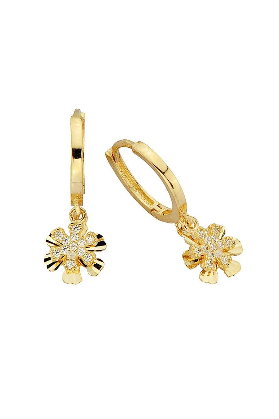 Golden Snowflake Figure Ring Earrings