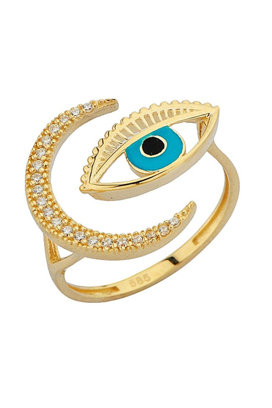 Gold Lash Eye Moon Ring
