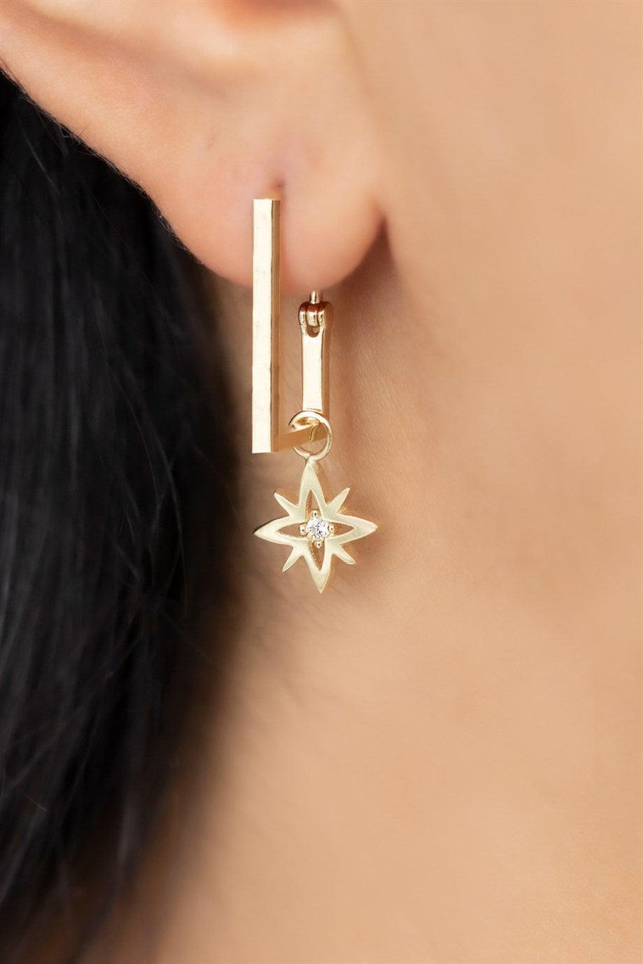 Golden Pole Star Earrings