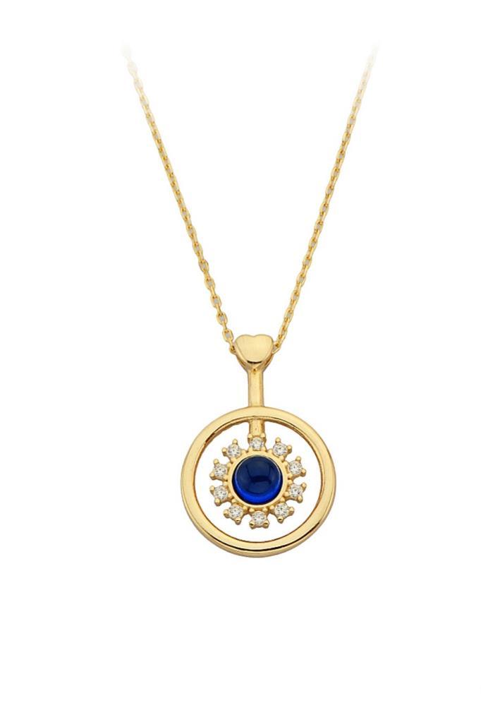 Golden Navy Blue Stone Necklace