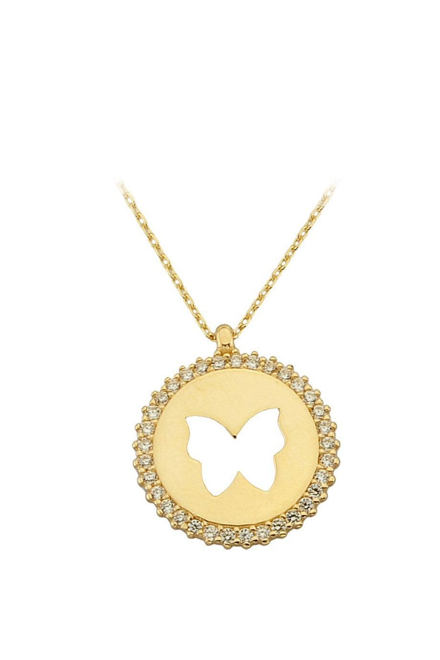 Gold Medallion Butterfly Necklace