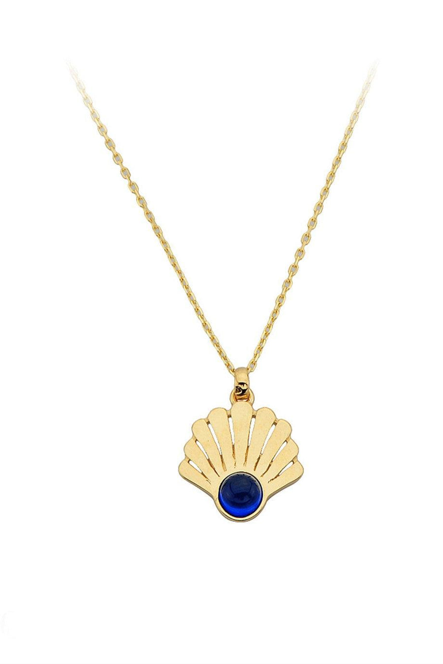Gold Blue Stone Sea Shell Necklace