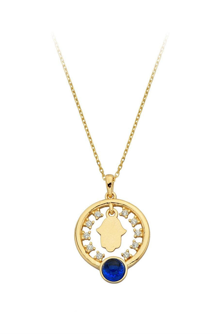 Gold Blue Stone Ring Ay Fatma Main Necklace