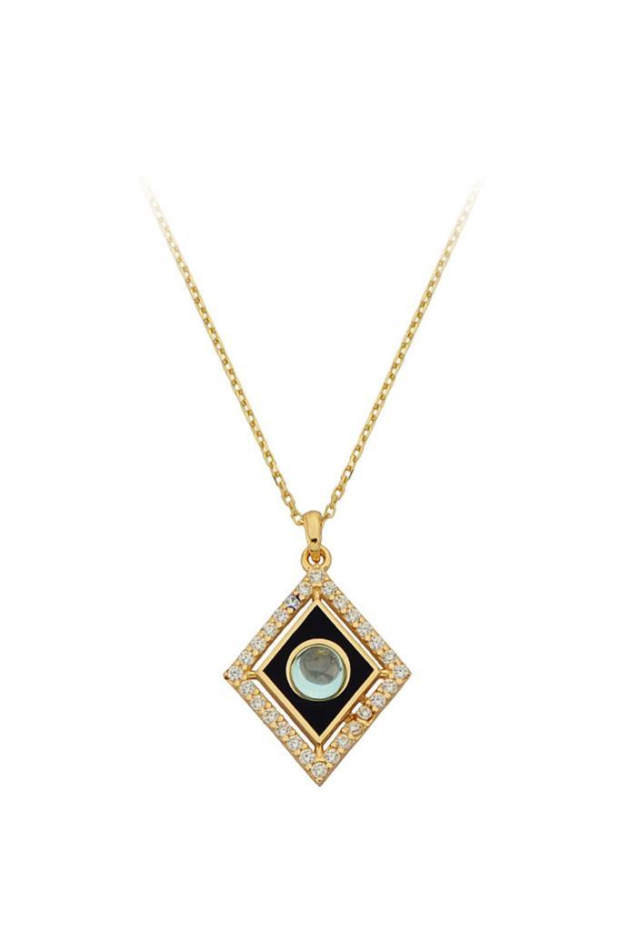 Gold Blue Stone Design Necklace