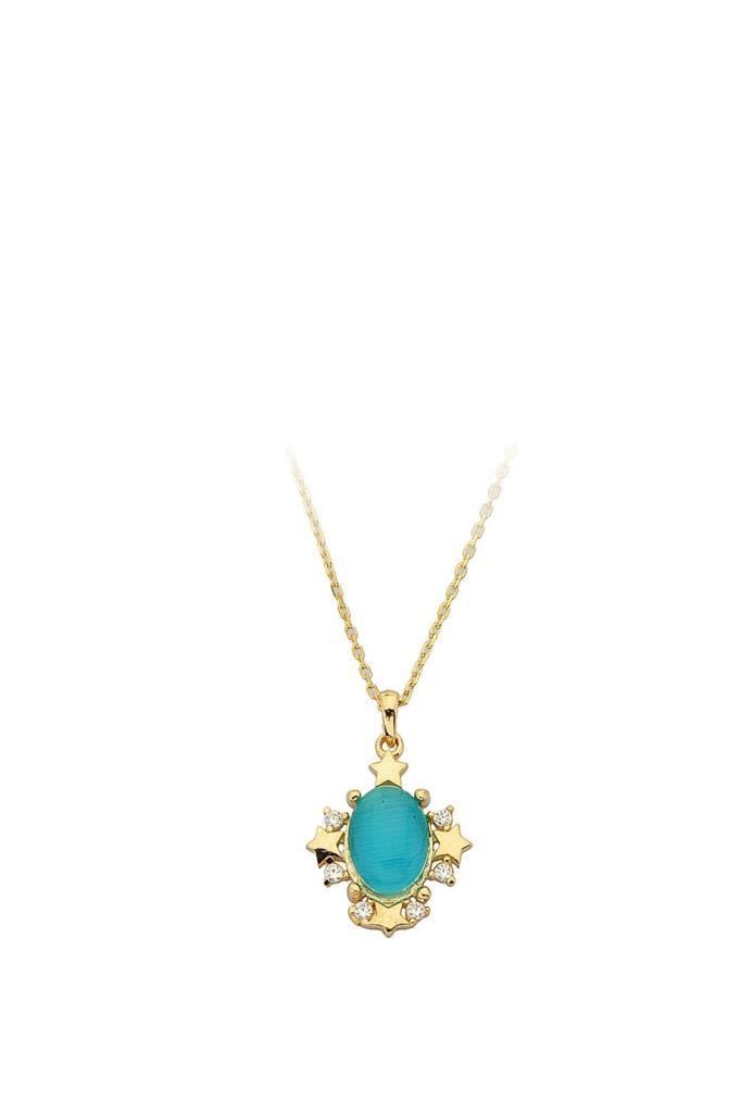 Gold Blue Stone Star Necklace
