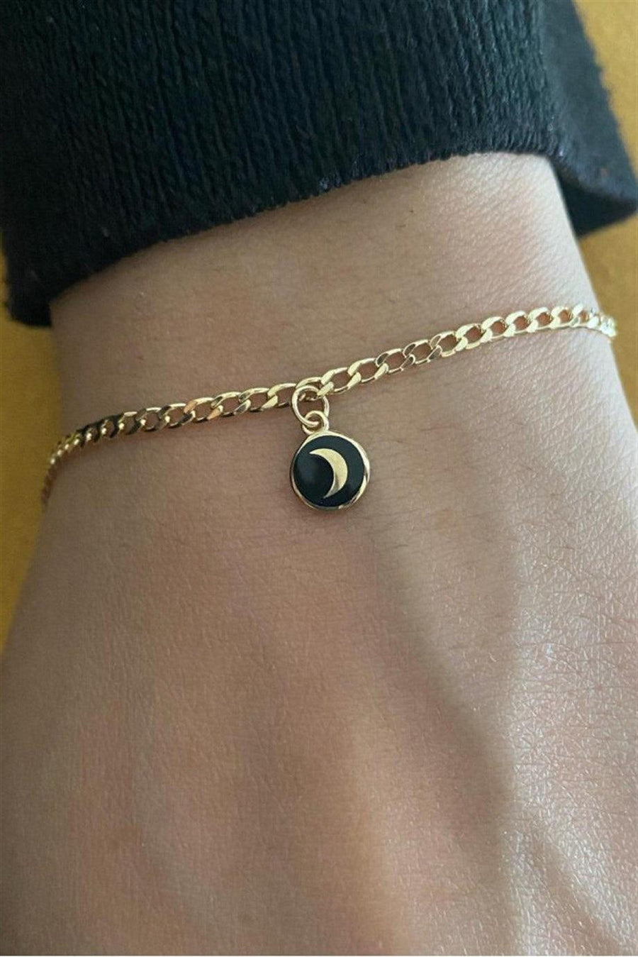 Gold Enamel Moon Bracelet