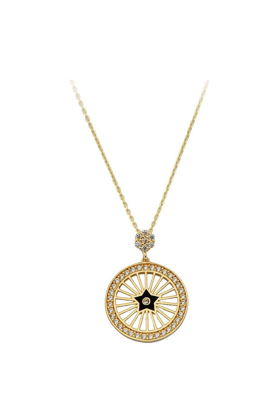 Golden Enamel Ring Star Necklace