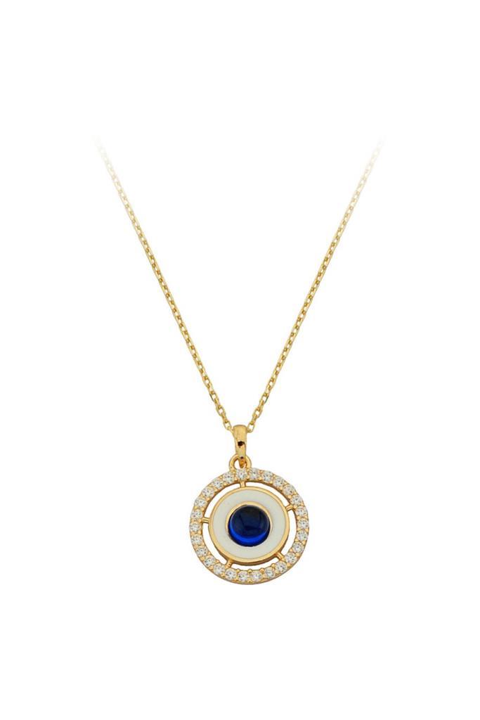 Blue Stone Necklace With Gold Enamel