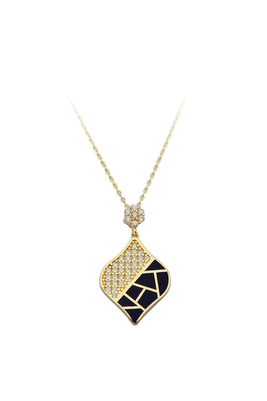 Gold Enamel Design Necklace